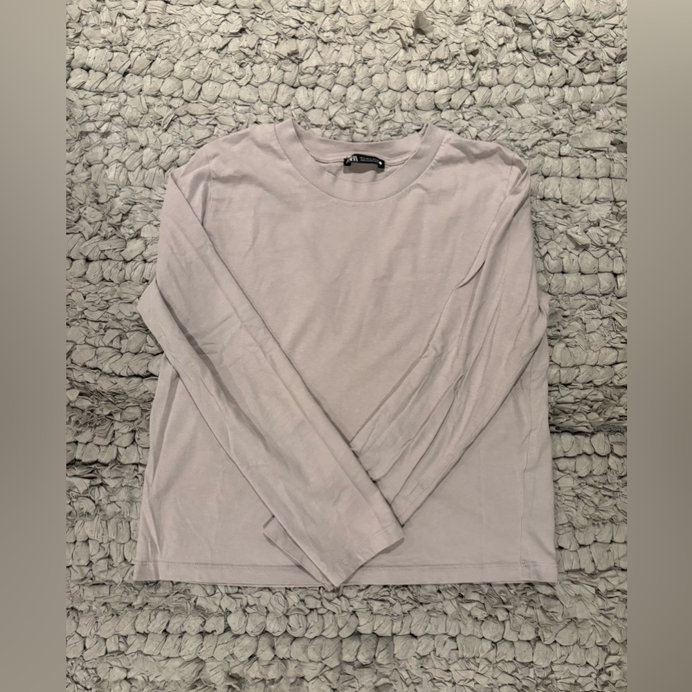 Zara Light Gray- Purple Long Sleeve T- Shirt